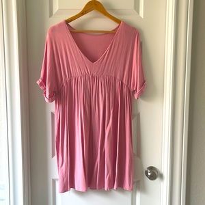 Babydoll V-neck Pink Dress